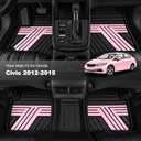 Floor Mats Fit for Honda HRV 2016 2017 2018 2019 2020 2021 2022, All Weather Custom Fit HR-V Rubber Floor Liner Accessories, 1st & 2nd Row, Black & Pink