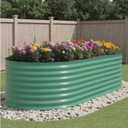 GarveeLife 8x4x2Ft Oval Galvanized Steel Raised Garden Bed - Durable Outdoor Metal Planter Box for Vegetables, Flowers, Herbs - Rust-Resistant, Easy Assembly, Green