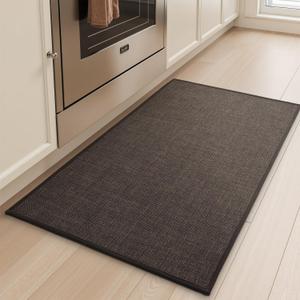 tchdio Kitchen Mats for Floor, Rubber Backed Kitchen Rugs Non Slip Washable, Superior Absorbent Kitchen Rug-Mat Easy to Clean, Comfort Kitchen Floor Mat Front of Sink (Brown, 20"  32")