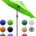 Sunnyglade 9' Solar LED Lighted Patio Umbrella with 8 Ribs/Tilt Adjustment and Crank Lift System (Grass Green)