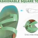 ONCAI Women's Slide Sandals Trendy Square Summer Flat Dressy Sandals for Women 2025 Cross Strappy Open Split-Toe Ring with Slip-on Rubber Soles (Green)
