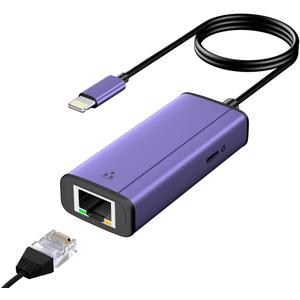 sunshot Lightning to ethernet Adapter, 2 in 1 Lightning to RJ45 LAN Network and Charging Port, Compatible with iPhone/iPad/iPod,Supports 10/100/1000Mbps Supper High Speed Ethernet Network(1.65Ft)