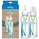 Dr. Brown's AntiColic Options+ Narrow Glass Baby Bottle with Level 1 Slow Flow Nipple, BPAFree, 8 oz/250 mL, 0m+, 2Pack