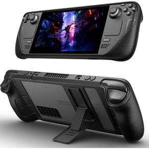 JSAUX Kickstand Case Compatible with Steam Deck/OLED, PC0105 Upgrade The Adjustable Angle Stand Steam Deck Cover TPU Protective Case, Shock-Absorption, Non-Slip and Anti-Scratch Design