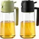 RMNJPW 2Pcs Glass Oil Sprayer for Cooking 16oz/ 470ml, Kitchen Gadget for Air Fryer, Salad, BBQ, Frying (Black+Green）