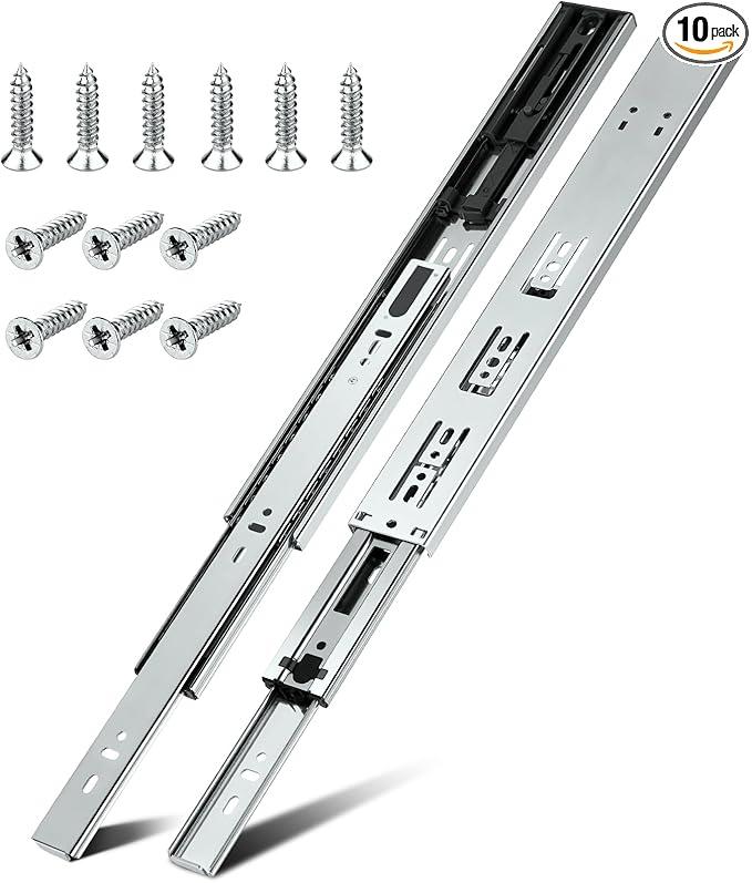 Soft Close Drawer Slides 22 inch, HBL’ Heavy Duty Cabinet Drawer Slides Replacement - Ball Bearing Full Extension, 200 LB Capacity, Made of Cold-Rolled Steel, Rust-Resistant & Long-Lasting, 10 pcs