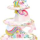 3 Tier Unicorn Cupcake Stand Party Decorations Rainbow Unicorn Birthday Cupcake Holder Dessert Tower for Kids Party Baby Shower Wedding Family, Cute Color