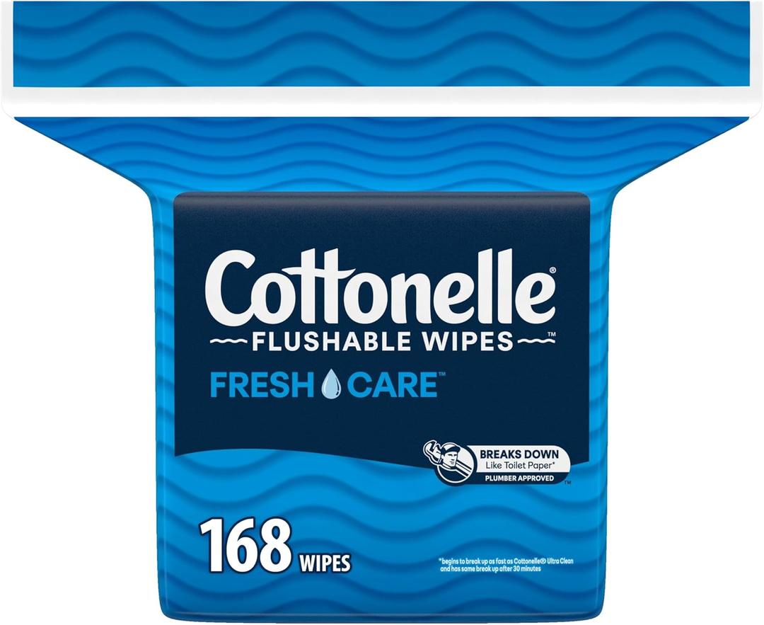 Cottonelle Fresh Care Flushable Wet Wipes, Adult Wet Wipes, 1 Refill Pack, 168 Wipes Per Pack