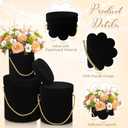 Uiifan 6 Pcs Velvet Round Flower Box with Lids Velvet Nesting Gifts Box with Handle for Mother's Day Wedding Holiday Luxury Flower Gift Arrangement Bridesmaid Birthday Party Favor(Black)