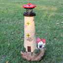 17.1" Solar Lighthouse with Rotating Beacon,Big Solar Powered Lighthouse,Outdoor Lighthouse Garden Decor, Waterproof Statue Figurines Outdoor Light House for Yard Lawn Patio Gifts