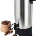 Commercial Coffee Urn, 50 Cups/7.5L Stainless Steel Large Coffee Dispenser, 1000W 120V Electric Coffee Maker Urn For Quick Brewing, Hot Water Urn with Detachable Power Cord for Easy Cleaning
