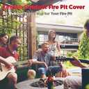 Zettum Fire Pit Cover Round 50 Inch - Outdoor Firepit Cover Heavy Duty & Waterproof, 600D Patio Fire Table Cover Large Gas Fire Pit Accessories Fade & Weather Resistant - 50 x 50 x 24 Inch