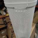 60L Slim Laundry Hamper, Clothes Basket, Lid, Ventilated, Plastic, Set of 2, White