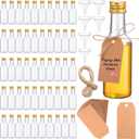 Yinder 100 Pcs Mini Liquor Bottles Set,50ml (1.7oz) Plastic Empty Spirit Bottles for Party,Alcohol Shot Containers with Caps, 6 Liquid Funnels and Kraft Tags with 65 ft Ropes(Gold Cap)
