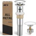 KES All Metal Bathroom Sink Drain with Strainer Basket Hair Catcher Anti Clog Pop Up Drain Stopper for Vanity Vessel Sink with Overflow, Rustproof 18/8 Stainless Steel Polished Chrome S2013A-CH