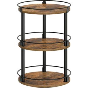 3-Tier Lazy Susan Organizer, Rotating Spice Rack, Spinning Organizer, Industrial Turntable Spice Rack Organizer for Cabinet, Kitchen Countertop, Pantry, Rustic Brown and Black SR23BR