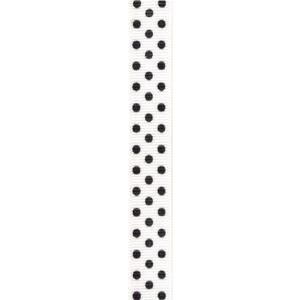 Offray Colored Confetti Dot Grosgrain Craft Ribbon, 5/8-Inch x 9-Feet, White & Black