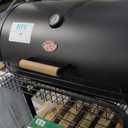 Char-Griller Patio Pro Charcoal Grill and Smoker with Cast Iron Grates, Premium Wood Shelf and Damper Control, 250 Cooking Square Inches in Black, Model E1515