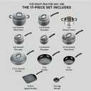 T-Fal Ultimate Hard Anodized Nonstick Pots and Pans Set 17 Piece, Nonstick Cookware Set with Fry Pan, Saucepans, Saute-Pan, Griddle, Dishwasher Safe, Onyx
