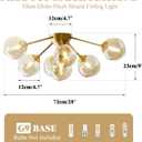 KCO Lighting 7-Lights Mid Century Modern Flush Mount Ceiling Light Overhead Amber Glass Globe Sputnik Chandelier Ceiling Light Fixture Brass Gold Bedroom Living Room Ceiling Lighting