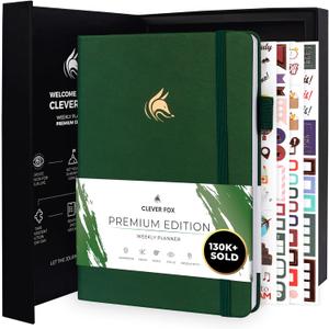 Clever Fox Planner Premium Edition  Undated Luxurious Weekly & Monthly Planner to Increase Productivity and Hit Your Goals  Organizer  Start Anytime, A5, Lasts 1 Year, Forest Green (Weekly)