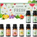 Fresh Essential Oils Set  8 Pcs Uplifting Aromatherapy Oils for Diffuser | Purifying Scents for Home,Fragrance Oil for Candle, Aromatherapy Gift Set | Lemon, Peppermint, Rosemary, Eucalyptus & More