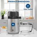 GarveeHome Water Distillers for Home Countertop, 1 gal/4 L Stainless Steel Distilled Water Machine with Glass Container, 750W Desktop Drinking Purifier Filter Distilling Kit, Silver