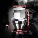 Dynofit M141.5 OEM Lug Nuts Compatible with Ram 1500 Jeep Ford Mustang Buick Camaro Cadillac Chrysler, 20PCS Black Lug Nuts Hex 7/8'' Height 1.5'' Conical Cone Bulge Seat, for Factory Wheels