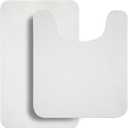 Bathroom Rugs Set 2 Pieces,Thin Bathroom Mats,Toilet Rugs,Quick Dry,Non-Slip,Machine Washable,Low Pile,Absorbent Bath Mats,Shower,Sink,Home Decor Accessories.White,1'5"x2'3"+1'8"x2" U Shape