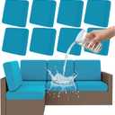 Smiry Waterproof Patio Cushion Covers, Stretch Outdoor Couch Slipcovers Replacement Washable Furniture Protector Sofa Chair Seat Cover for Dogs and Pets (8 Pcs, Teal)