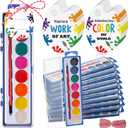 Sabary 24 Pack Watercolor Paint Set Bulk 8 Washable Water Color Paint with Card and Red Rope for Parties Birthday Party Favor Exchange Gift Prizes Graduation Present Art Supplies (Round)