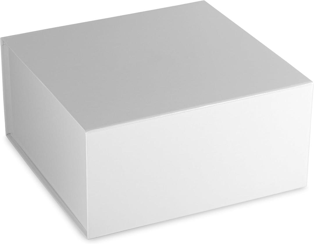 Prime Line Packaging Medium White Magnetic Closure Gift Box, Collapsible, Wrapping, Holidays, Birthdays, Weddings, Graduation, Bulk, 10x10x5 15 Pack