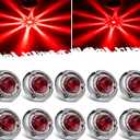 Partsam 10Pcs 1.5 Mini Red Glass Lens Watermelon Lights [Patent Pending], LED Marker Clearance Light Turn Signal for Semi Truck Trailer RV, Compatible with Freightliner Kenworth Peterbilt