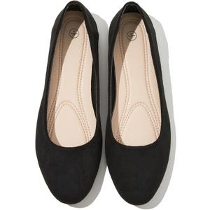 Shupua Flats for Women Round Toe Flat Shoes Dressy Black Ballet Flats Comfortable Womens Dress Shoes Ballerina Flats for Work, Size US 10