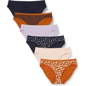 Amazon Essentials Women's Breathable Cotton Bikini Brief Underwear with Full Coverage, 6 packs (M)