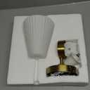 Gold Wall Sconce, HWH Single Wall Light Fixture Brushed Gold Wall Lamp with Frosted Milk White Striped Glass Shade, Modern Indoor Wall Sconce for Kitchen Bedroom Schoolhouse, 5HZG97B BG