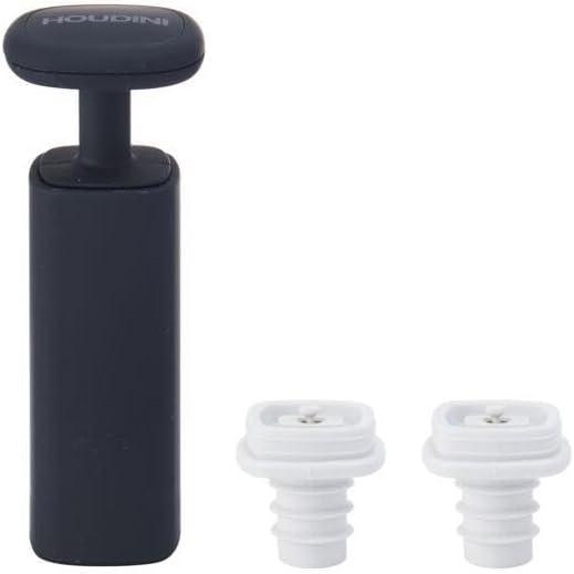 Houdini Wine Vacuum Preserver, 6"x 4"x 7", Black