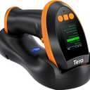 Tera Barcode Scanner Wireless with Screen: Pro Version 1D 2D QR with Setting Keypad Charging Cradle Works with Bluetooth 2.4G Wireless USB Wired Handheld Bar Code Reader HW0009 (Orange)