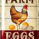 LANOLU Vintage Tin Sign Chicken, Farm Eggs, Decorative Metal Sign, Chicken Lover Gifts, Metal Chicken Signs, Chicken Coop Decorations 12x8", Set of 2