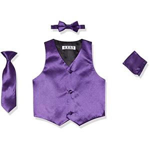 4 Piece Formal Vest Set Combo with Tuxedo Vest, Tie, Bow Tie, and Handkerchief, 5