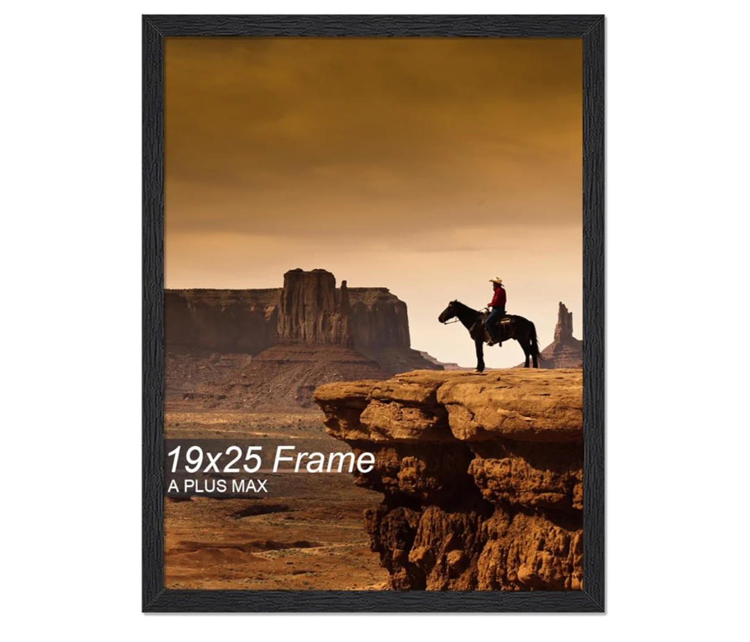 A PLUS MAX 19x25 Picture Frame, Black Engineered Wood Frame for 19 x 25 Inch Picture Poster Photo, Light Weight 19 by 25 Frame with Wood-grain for Wall - 3 Pack/Black/19 x25