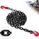 G80 Transport Binder Chain 3/8 Inch x 20 Foot | 7,100 lbs Safe Working Load | Heavy Duty Tow Chain with Clevis Grab Hooks | Ideal for Towing, Tie-Down, and Lifting Applications
