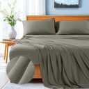 Shilucheng 4 Piece Queen Sheet Sets, Breathable Hole Structures 100% Cotton Sheets, Deep Pocket Up to 16", Cooling & Soft Bed Sheets, Hotel Bedding Set, Grey