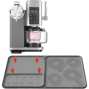 Compatible with Ninja Swril Creami Series 300/500/700 Models - 25 x 15 Countertop Mat, Silicone Coffee Mat with Drainage Groove, Thickened Design to Reduce Vibration Noise and Wear (Gray, Large) (Medium)