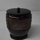 Creative Scents Dublin Brown Small Trash Can with Lid - Decorative Waste Basket, Durable Resin Slim Bathroom Covered Garbage Can Wastebasket Bin for Diaper/Paper