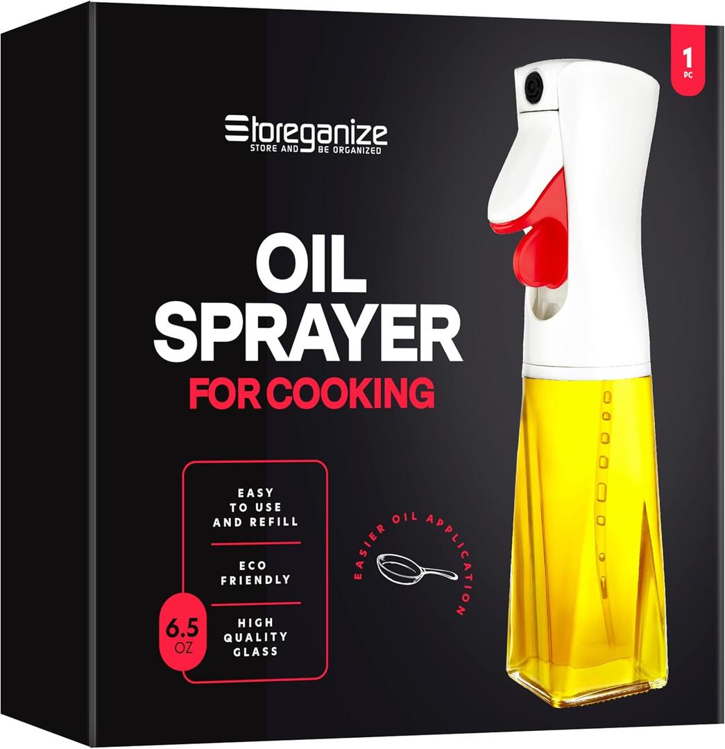 Quality Glass Olive Oil Sprayer White | for Cooking, Olive Oil Dispenser, for Kitchen Gadgets, Air Fryer, Salad, BBQ (Perfect for any Oil)