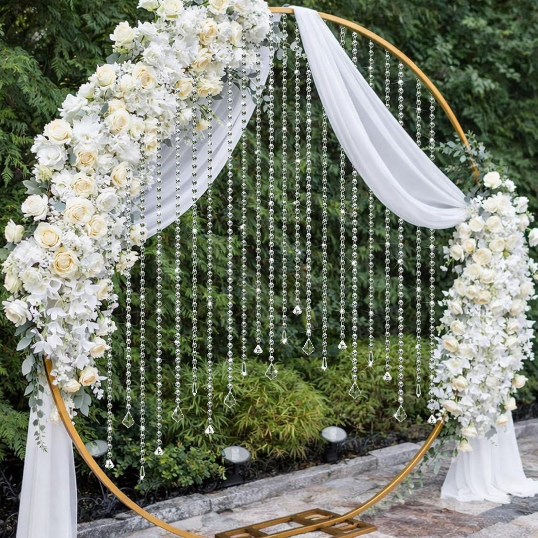 24 Pcs 39 Inch Clear Acrylic Crystal Garland Strands Hanging Chandelier Beaded Chain Ornament String Decorations Beaded Chain Garland Curtain for Wedding Party Manzanita Tree Centerpiece
