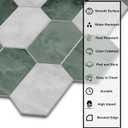 The Tiles Plaza 10-Sheet Peel and Stick Backsplash, 12" x 11.5" Green Cement Long Hexagon Self Adhesive Wall Tile, Stone Composite Stick On Decorative Mosaic Tile for Kitchen Bathroom Fireplace