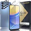 3 x [4+3 Pack Screen Protector Compatible with Galaxy A15 5G, 4 Tempered Glass with 3 Camera Lens Protectors, High Clarity, Anti-Shatter, Bubble Free
