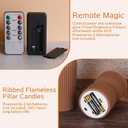 Warm Brown Ribbed Flameless Pillar Candles with Remote, Real Wax Flickering Battery LED Candles Christmas Decor Gift Set of 2